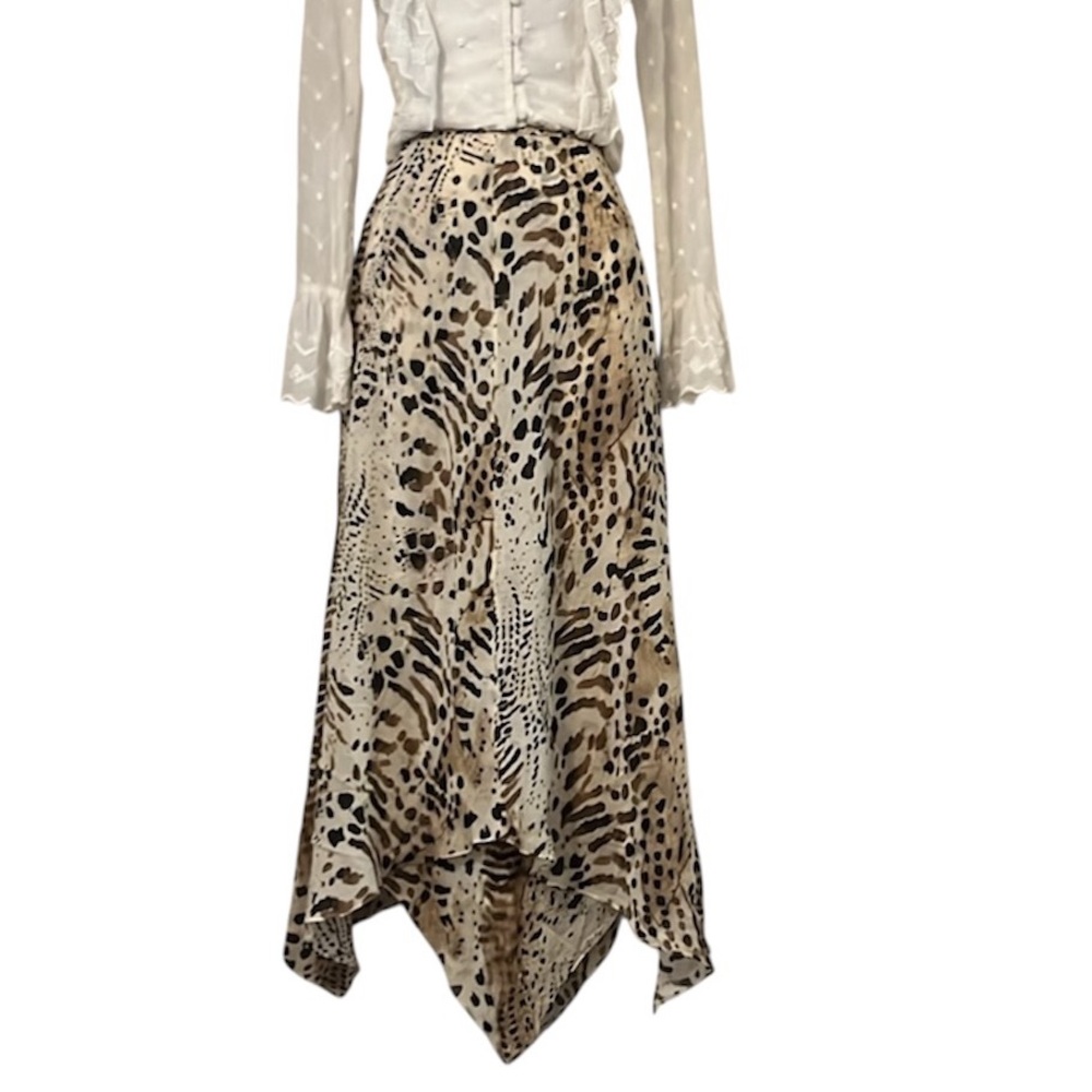 Dana Buchman Women’s Tiger Sheer Animal Print Flowy Chiffon Boho Midi Skirt Sz 4